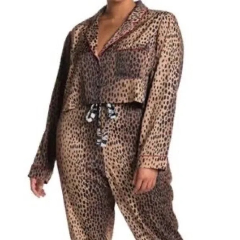 NWT Good American Leopard Satin PJ Pajama Set 4 XL - Picture 2 of 7